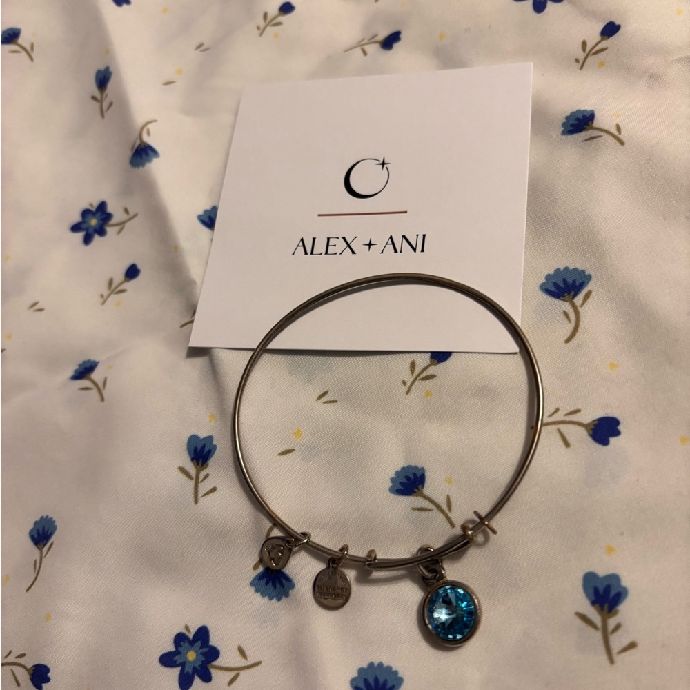 Alex and Ani Blue Zircon December Birthstone Charm Bangle